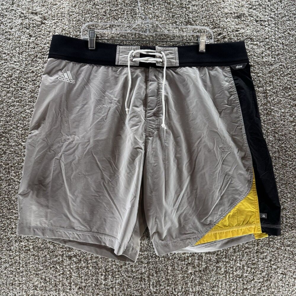 Vintage Adidas Surfing Shorts 40 Men Gray Board Shorts Surf Beach Swim Y2K Adult